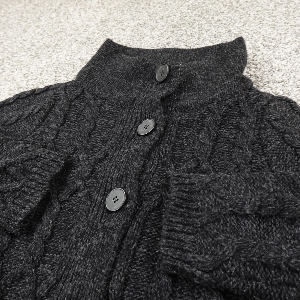 J Crew Wallace Sweater Womens XS Black Gray Ragg Wool Cable Knit Button Cardigan
